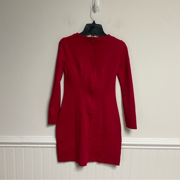 J Crew Long Sleeve Crew Neck Red Stretch Sheath Dress Size 00 - Picture 4 of 6